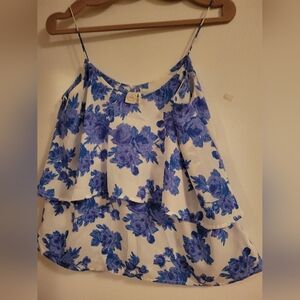 Paper Crane Blue Floral Layered Cami Top – Size M